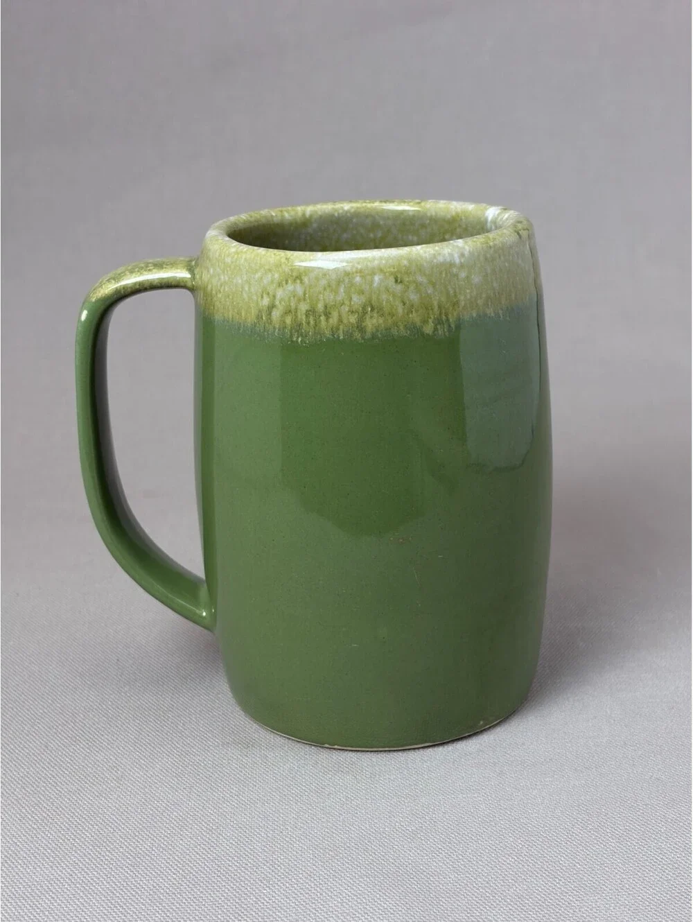 Vintage Duquesne University Seal Beer Stein Coffee Mug Green Drip Glaze Gold Cre